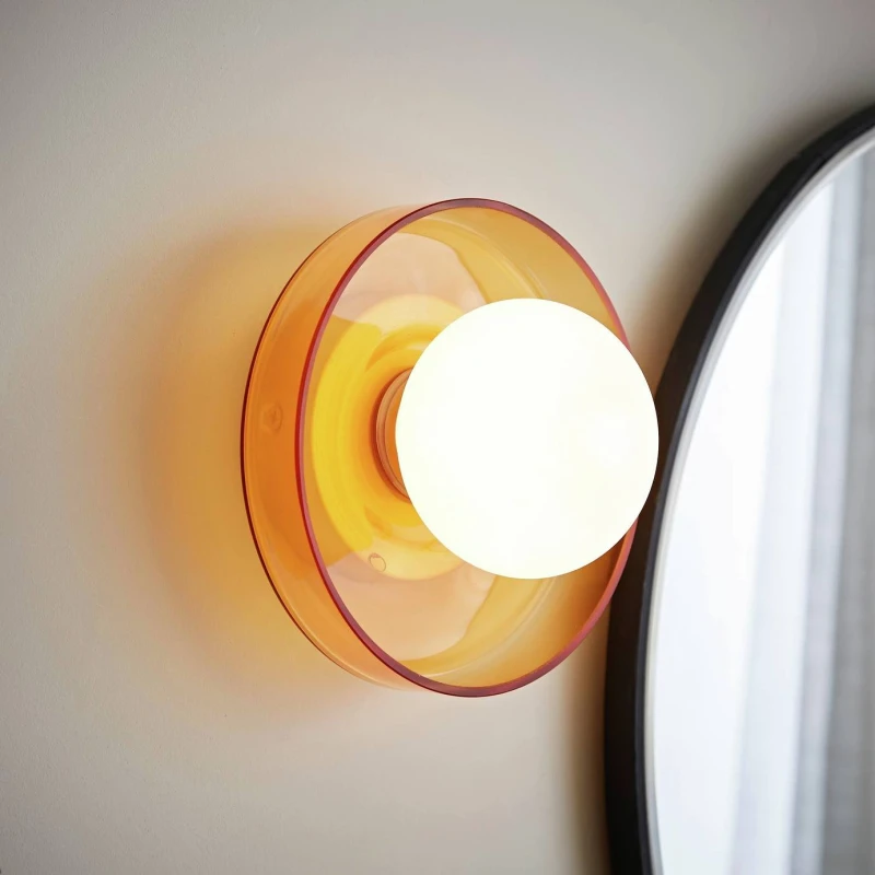 Image of ValueLights ValueLights Newbury Glass Wall Light - Orange
