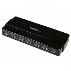 image of StarTech 7 Port Superspeed USB 3.0 Hub Desktop USB Hub With Power Adapter black