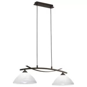 image of Pendant Light Colour Dark Brown Shade White Glass Alabaster Bulb E27 2x60W