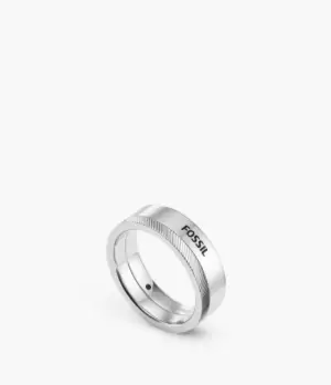Image of Fossil Men Chevron Stainless Steel Band Ring