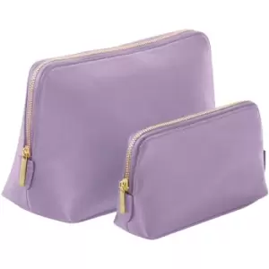 image of Boutique Leather-Look PU Toiletry Bag (M) (Lilac) - Bagbase