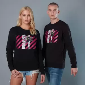 image of Harley Quinn Pink Stripes Unisex Birds of Prey Sweatshirt - Black - L