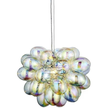 Image of Endon Directory Lighting - Endon Infinity - 1 Light Pendant Light Chrome Plate & Iridescent Glass, E27