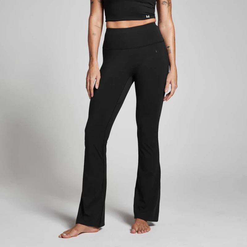 Image of Myprotein Womens Tempo Flared Leggings in Black Size: XS Black Female XS