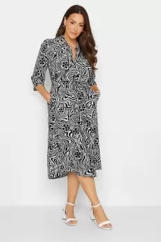 Image of Floral Swirl Print Midaxi Shirt Dress