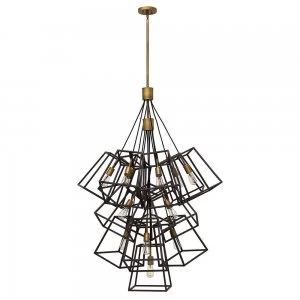 image of 13 Light Large Cluster Drop Chandelier Pendant, Bronze