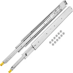 Image of Vevor - Drawer Slides with Lock, 1 Pair 60 inch, Heavy-Duty Industrial Steel up to 500 lbs Capacity, 3-Fold Full Extension, Ball Bearing Lock-in &