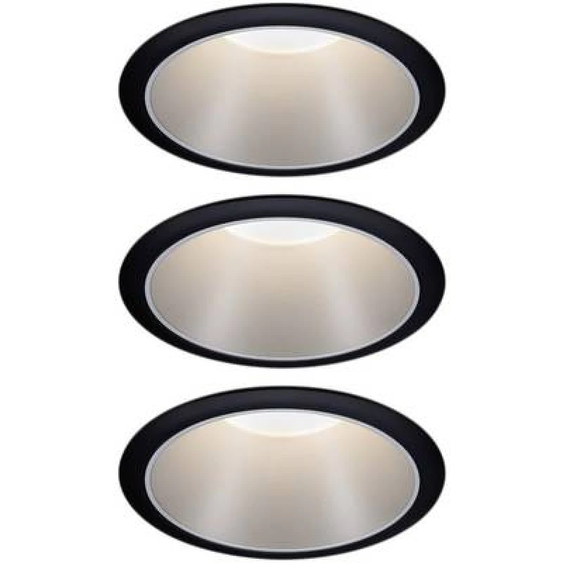 Image of Paulmann Paulmann 93408 Cole Coin Flush mount light 3 Piece set LED (monochrome) 18 W Black, Silver 93408