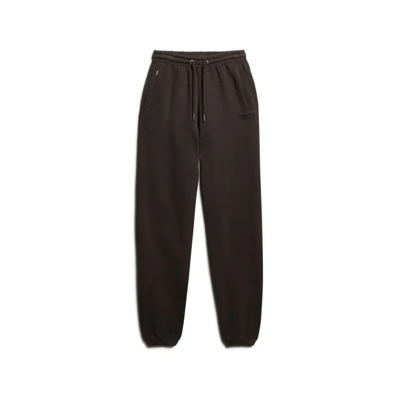 Image of Superdry Womens logo joggers with fitted cuffs Superdry Essential Noir Female L