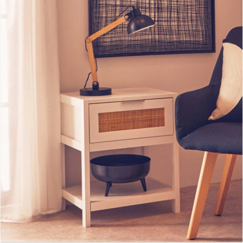 Image of Interiors by PH Side Table Rattan drawer, White 2406552