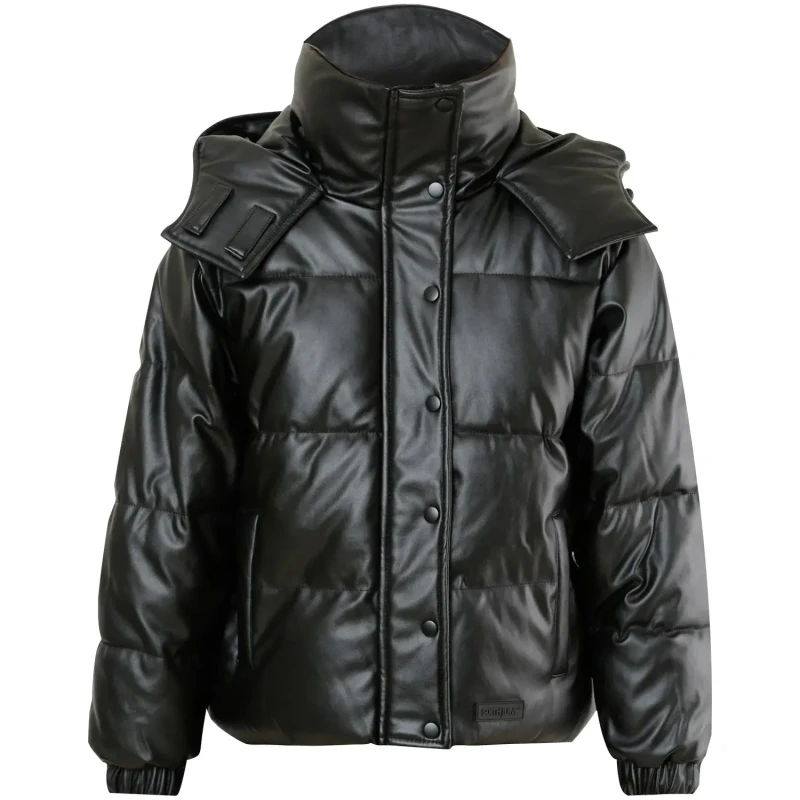 Image of Sixth June Womens Sixth June Faux Leather Puffer Noir Female S
