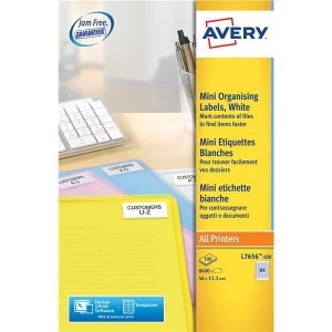 Image of Avery L7656 100 46 x 11.1mm Mini Organising Labels White Pack of 8400 Labels