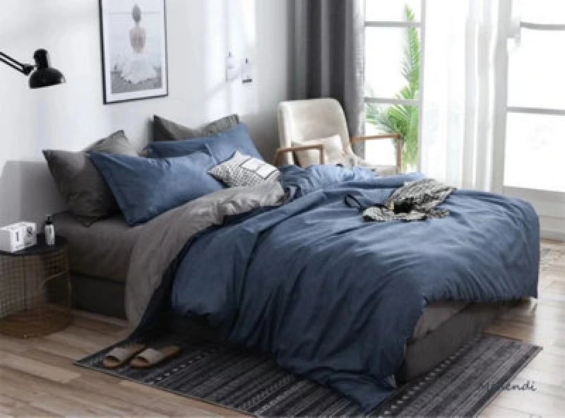 Image of Ezysleep Ezysleep Reversible Blue Printed Duvet Set Size: King Blue King Unisex 0721545589965
