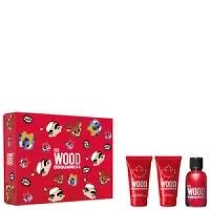 image of DSquared Red Wood Gift Set 50ml Eau de Toilette + 50ml Body Lotion + 50ml Shower Gel