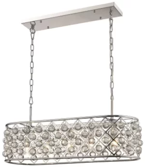 image of Spring 5 Light Oval Ceiling Pendant Chrome, Clear with Crystals, E14