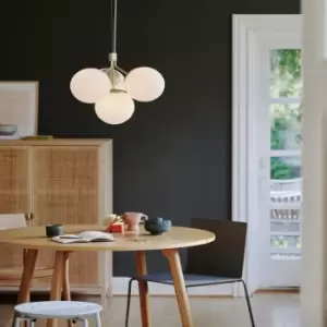 Image of Ivona 4-Spot Indoor Living Dining Glass Pendant Ceiling Light in Brass (Diam) 54.2cm