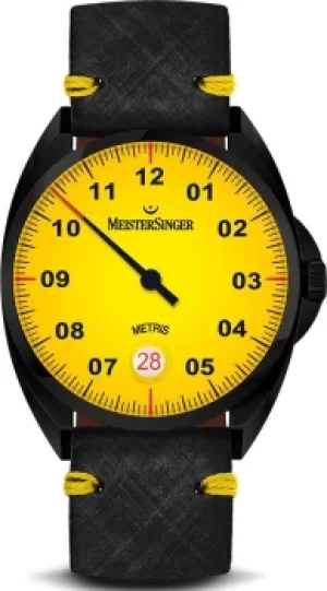 image of Meistersinger Watch Metris Black Line Edition Mellow Yellow