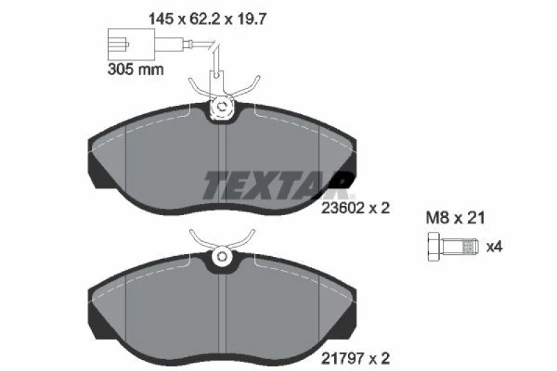 Image of Brake pad set TEXTAR 2360201