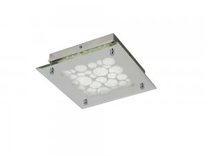 Image of Flush 25cm Square 15.5W LED 4000K Chrome, Crystal Sand, 620lm,