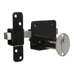 image of Gatemate Black Stainless Steel Euro Double Locking Long Throw Barrel Gate Bolt, (L)87mm (Bl)50mm