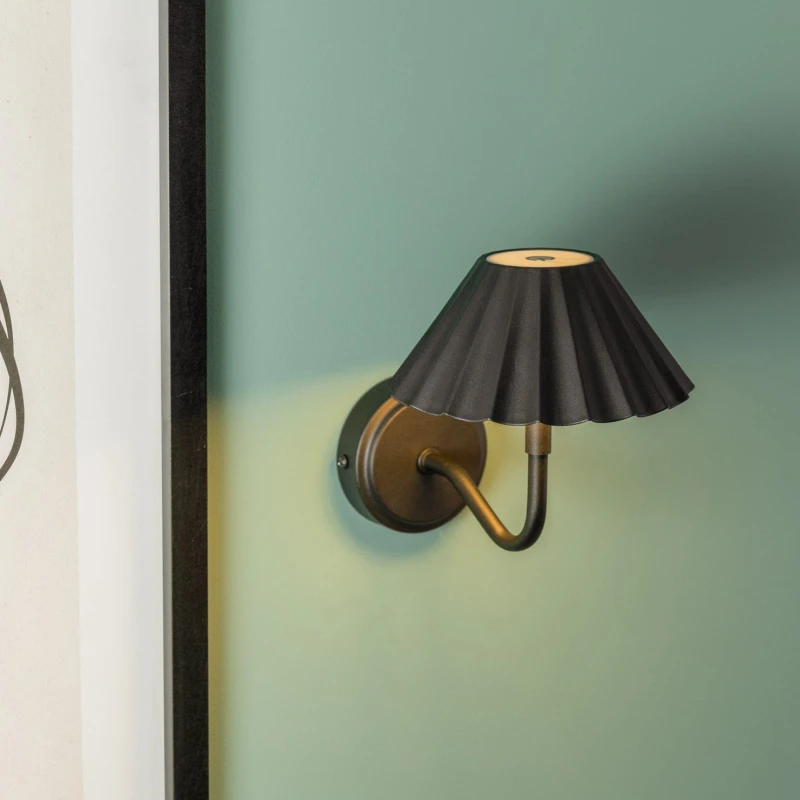 Image of ValueLights ValueLights Avery Set of 2 Rechargeable Easy Fit Wall Light Fittings in Black One Size Unisex 5059406040955