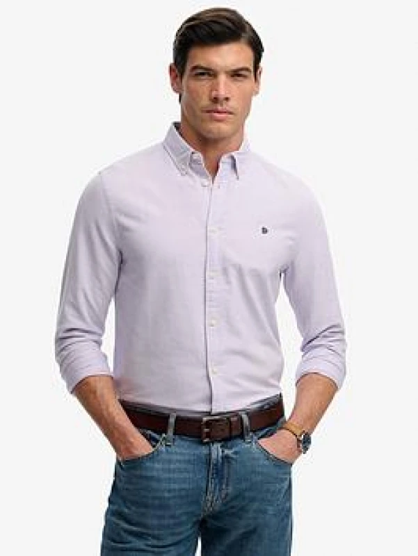 Image of Superdry Long sleeve shirt Superdry Preppy Oxford Violet Male XL
