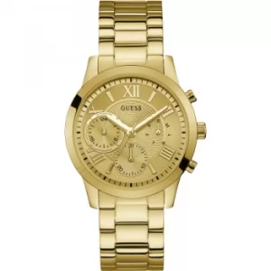 GUESS Ladies gold watch with champagne chrono look dial