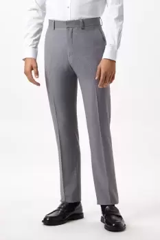 image of Mens Slim Fit Grey Textured Suit Trousers