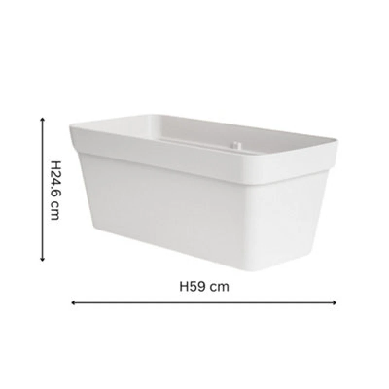 Image of Ivyline Cleo Rectangle Flower Box D60Cm White With Wheels