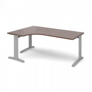Image of TR10 Deluxe Left Hand Ergonomic Desk 1800mm - Silver Frame Walnut Top