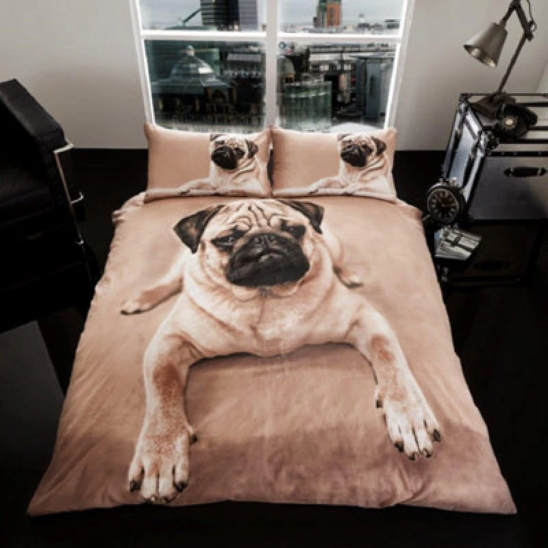 Image of Smart Living Smart Living 3D Effect Animal Polycotton Printed Duvet Cover Set in Medium Beige Size: Double Medium Beige Double Unisex 5051346099864
