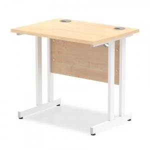 image of Trexus Desk Rectangle Cantilever White Leg 800x600mm Maple Ref