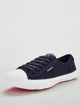 image of Superdry Low Pro Sneaker Plimsoll - Navy, Size 4, Women