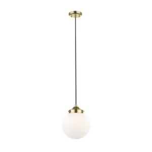 Image of Riano Globe Pendant Ceiling Light, French Gold, Opal, 1x E27