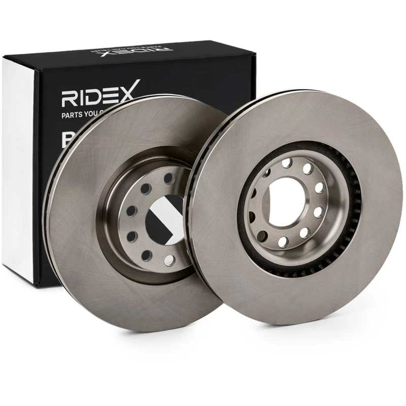 Image of RIDEX 82B0373 Brake disc Front Axle, Vented, Cast Iron, Uncoated, Untreated, without bolts/screws Cast Iron Brake Disc (82)