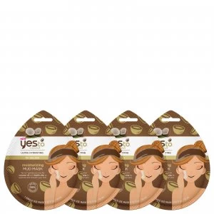 image of yes to Coconut Moisturizing Mud Single Use Mask (Pack of 4)