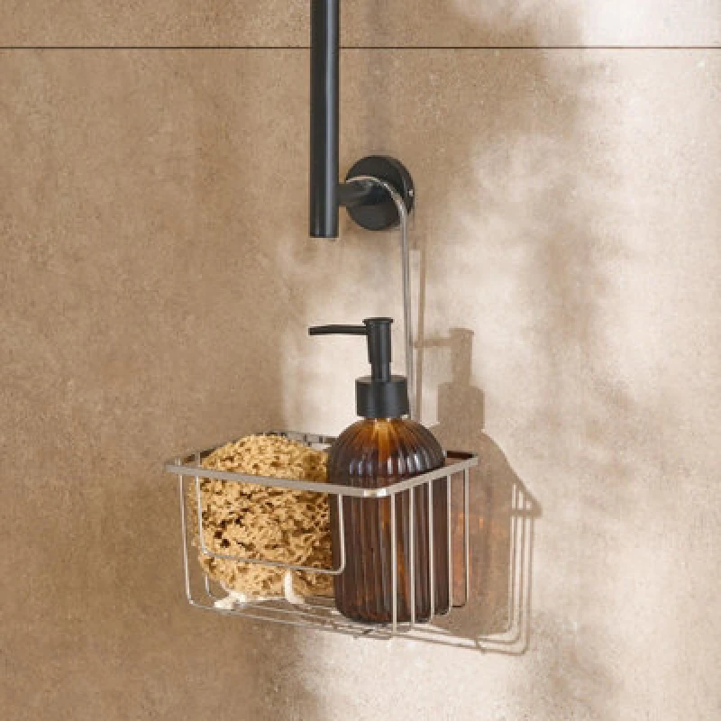 Image of OHS OHS Metal Shower Caddy Hanging Shampoo Organiser Storage in Metallic Silver Metallic Silver One Size Unisex 5027434234493