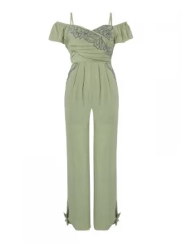 Image of Free People In The Moment Off The Shoulder Jumpsuit Khaki