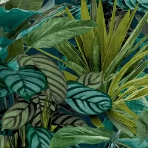 Image of Grandeco Tropical Vista Green Teal Wallpaper
