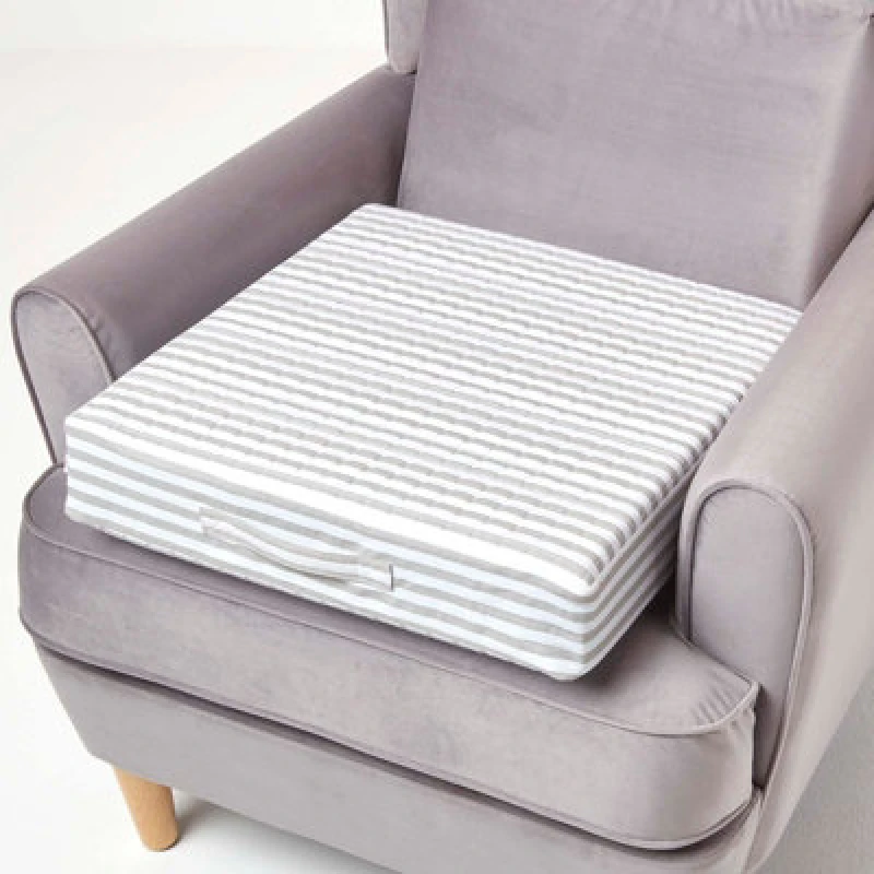 Image of Homescapes Cotton Orthopaedic Foam Armchair Booster Cushion Grey
