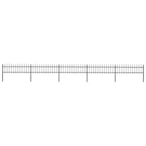 Image of Vidaxl Garden Fence With Spear Top Steel 8.5X0.6 M Black