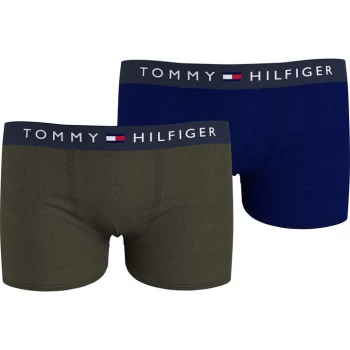 image of Tommy Hilfiger Tommy 2 Pack Logo Trunks - Green/Navy 0TX