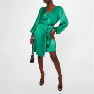 image of Missguided Maternity Satin Wrap Dress - Green