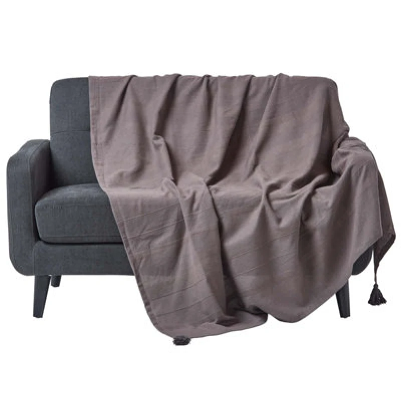 Image of Homescapes Cotton Rajput Ribbed Throw Grey