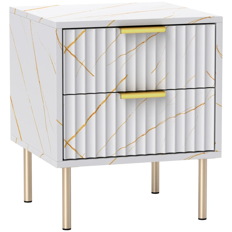 Image of HOMCOM Bedside Table Bedside Cabinet with 2 Drawers for Bedroom White