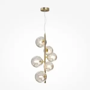 image of Maytoni Dallas Modern 6 Light Globe Pendant Ceiling Light Gold, Cognac Shade, G9