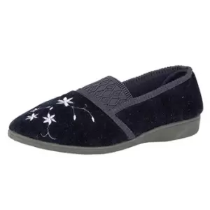 Zedzzz Womens/Ladies Joanna Embroidered Slippers (8 UK) (Navy)