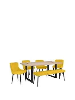 Image of Julian Bowen Berwick Table Luxe Bench & 4 Luxe Chairs