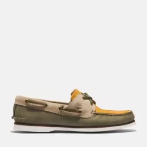 Image of Timberland Classic Boat Shoe For Men In Green/beige Dark Green, Size 8