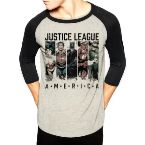 image of Justice League - America Mens Small Baseball T-Shirt - White